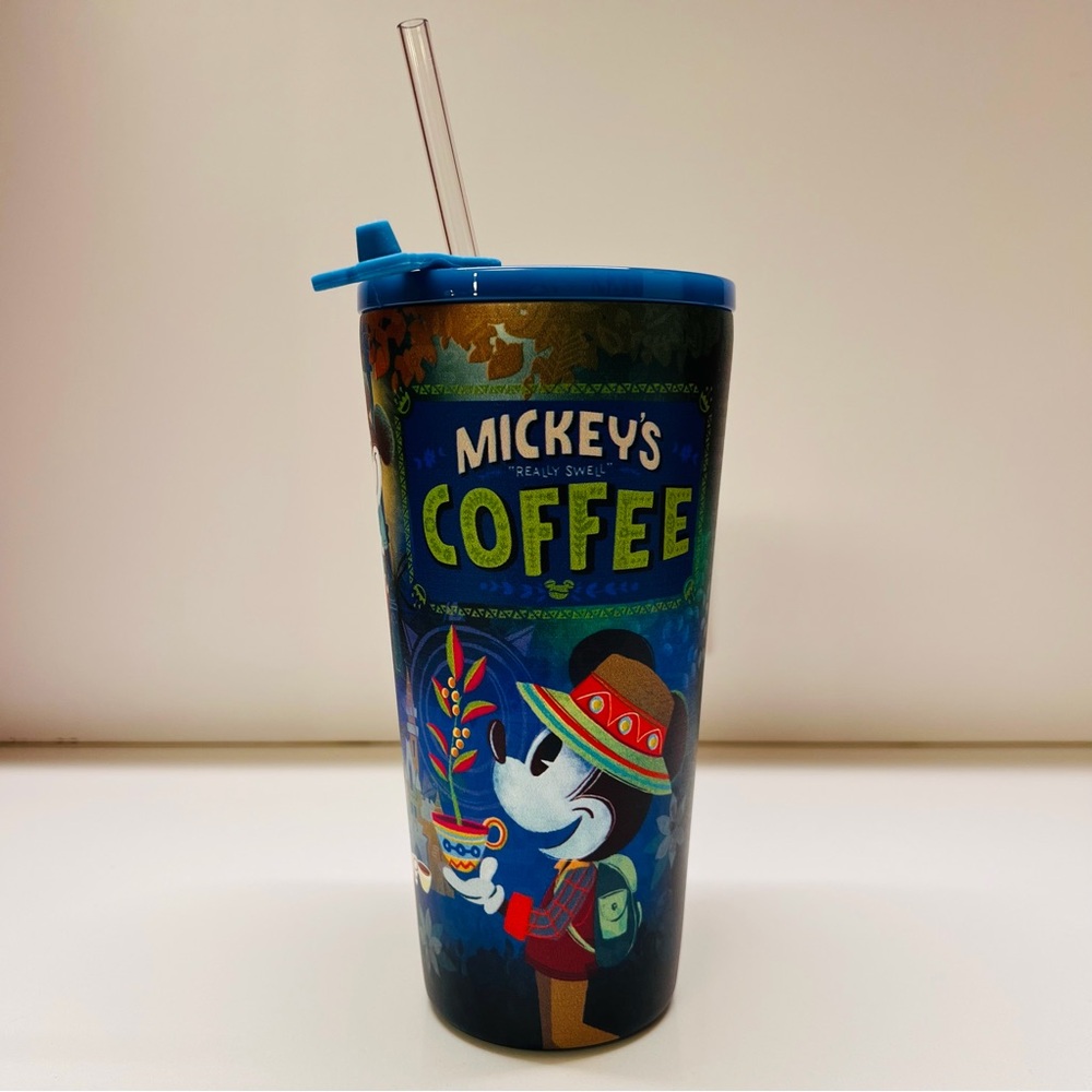 NEW Disney ''Mickey's Really Swell Coffee'' Tumbler/Straw 20oz Mickey & Minnie
